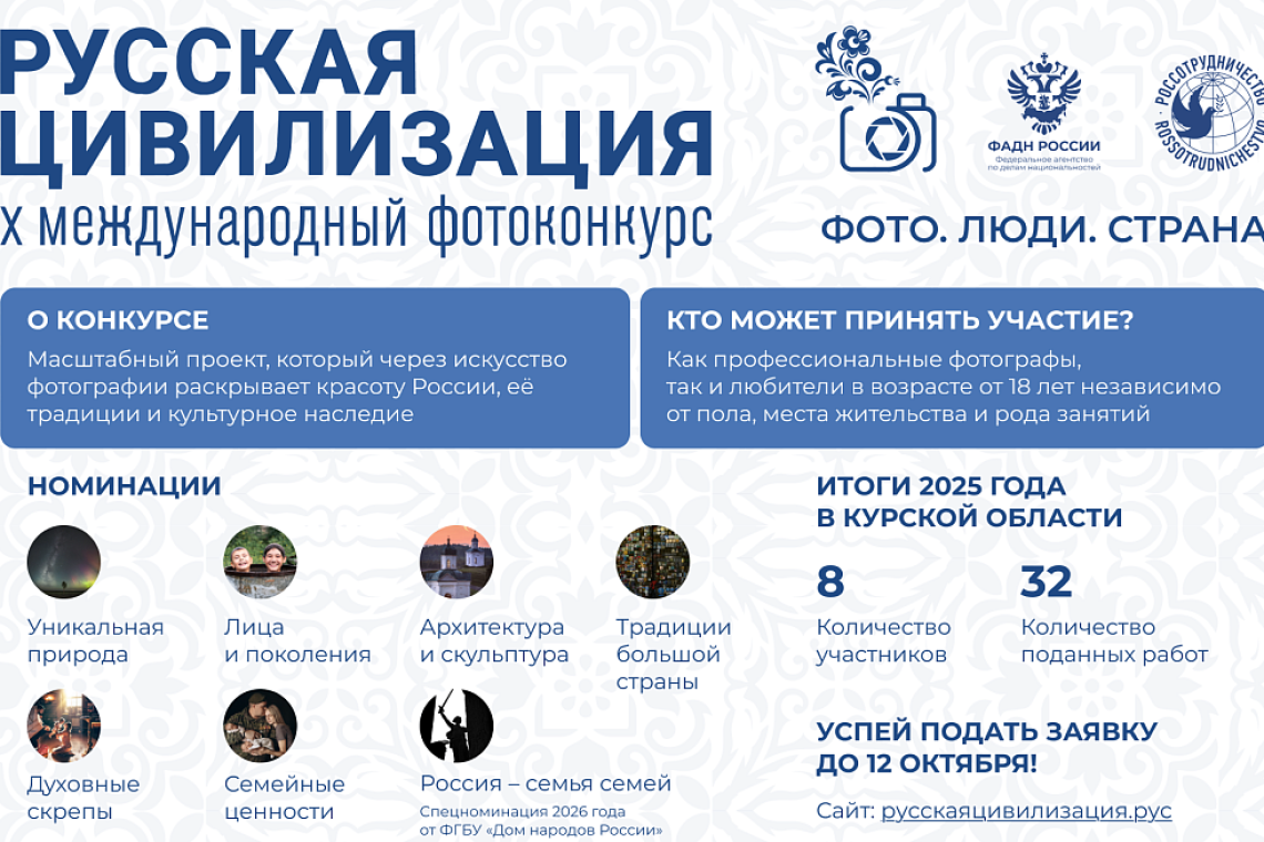 Продолжается прием заявок на участие в юбилейном фотоконкурсе «Русская цивилизация»