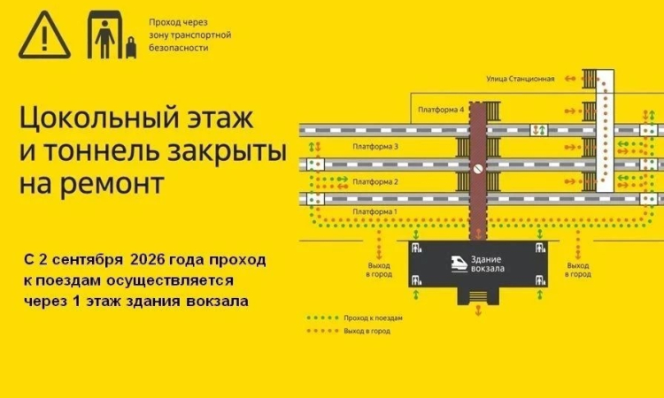 Схема прохода в здание вокзала Курска и к пассажирским платформам меняется с 2 сентября
